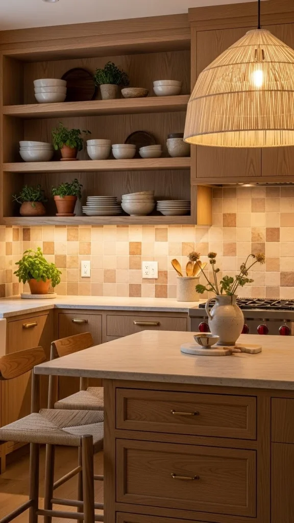 Cozy Kitchen with Textured Backsplash
