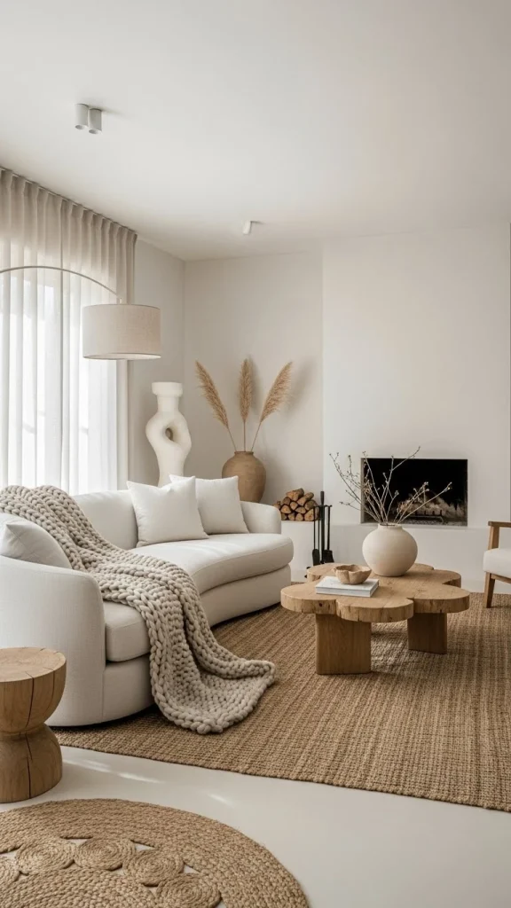 Organic Modern White Living Room