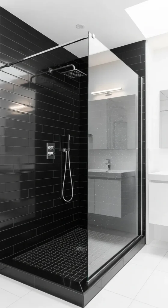 Black Shower with White Surround