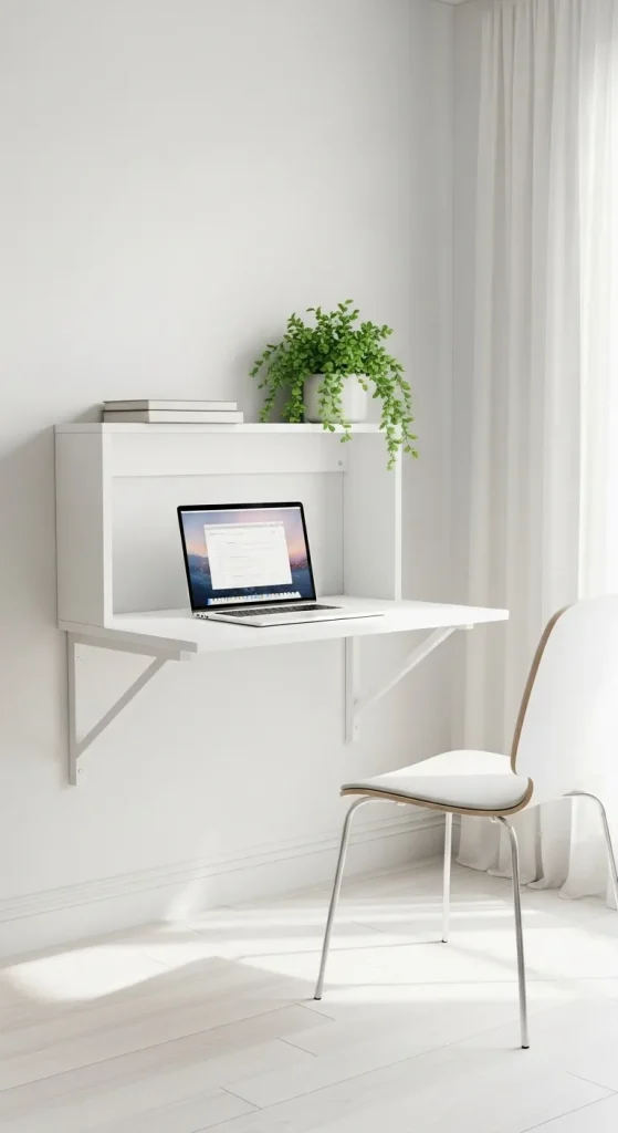 Compact Floating Desk with Shelf