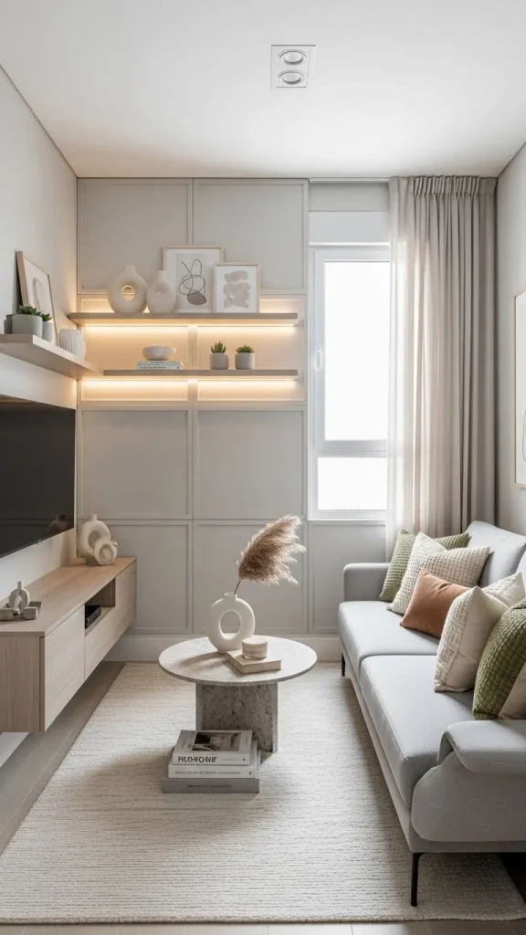 Compact Living Room with Accent Wall