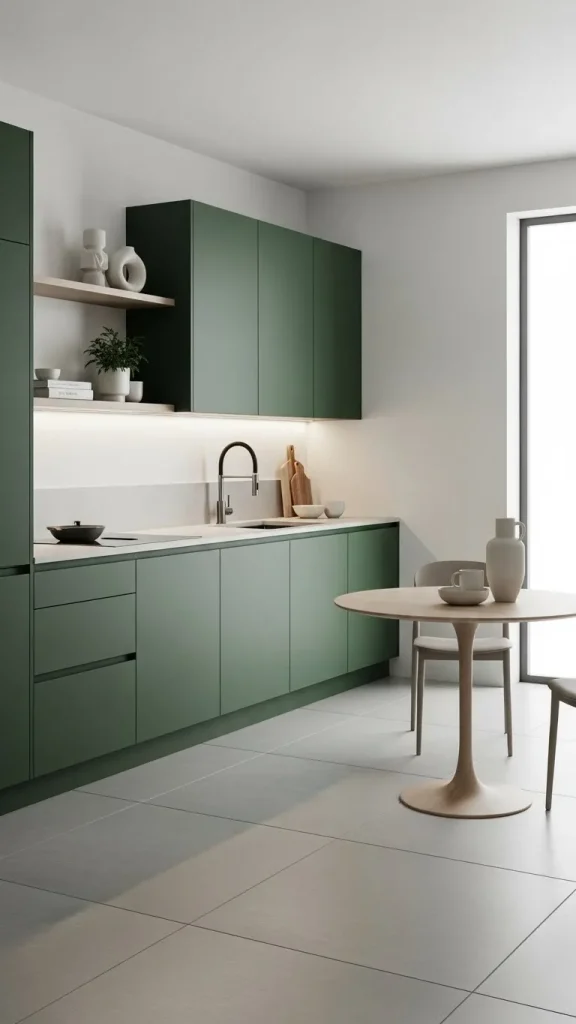 Contemporary Green Flat-Panel Cabinets