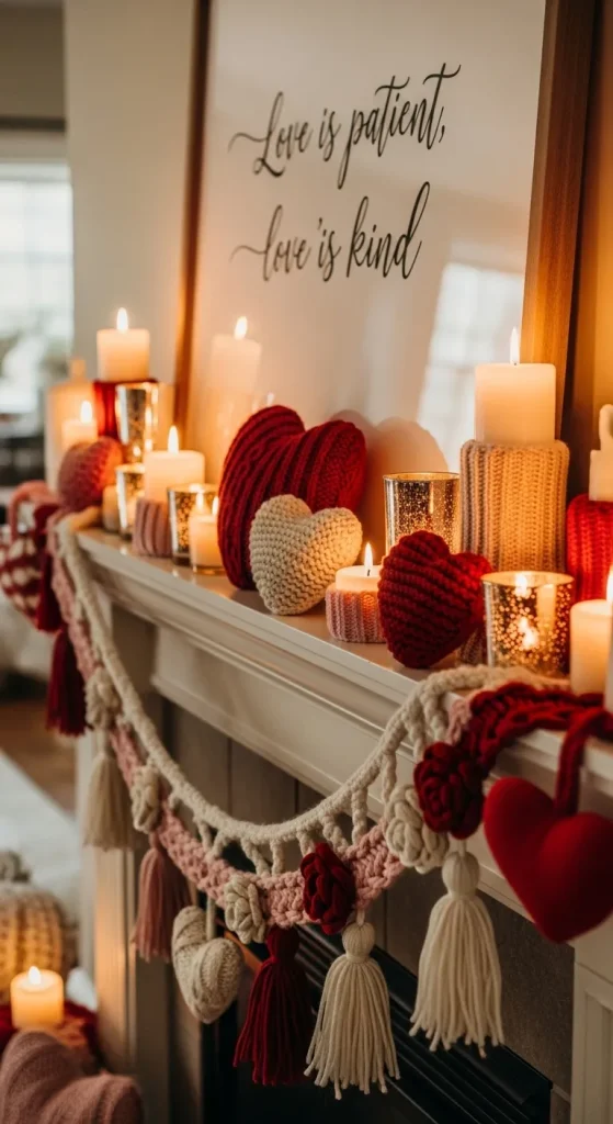 Cozy Knit Valentine Mantle