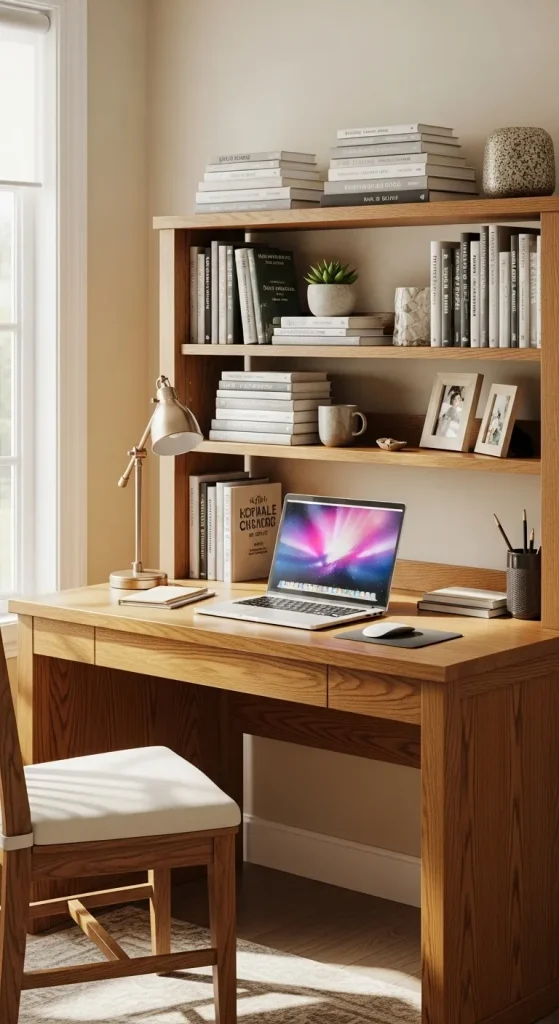 Desk with Integrated Bookshelf