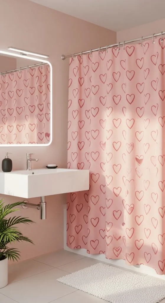 Heart-Themed Shower Curtains