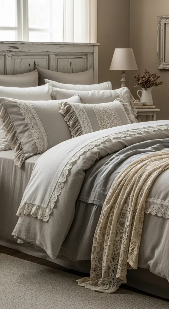 Linen and Lace Bedding Layers