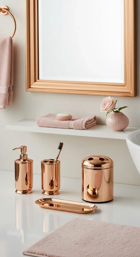 Rose Gold Bathroom Accents