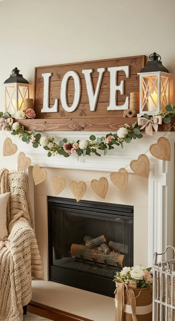 Rustic Valentine Farmhouse Mantle