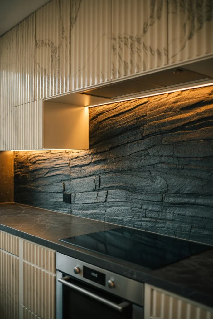 Textured Stone Backsplashes