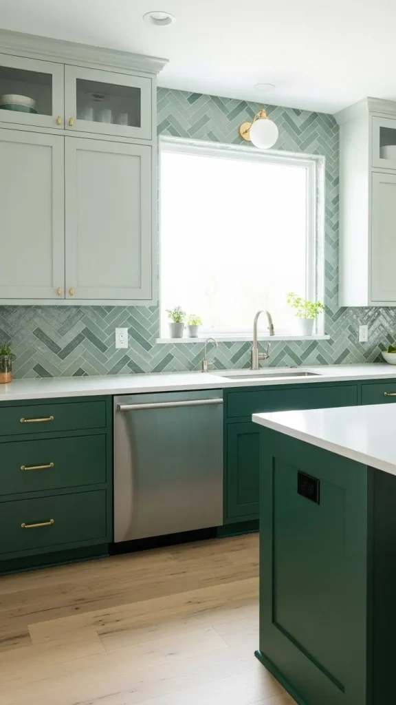 Two-Tone Green Kitchen