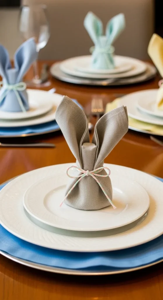 Bunny-Shaped Napkin Folds
