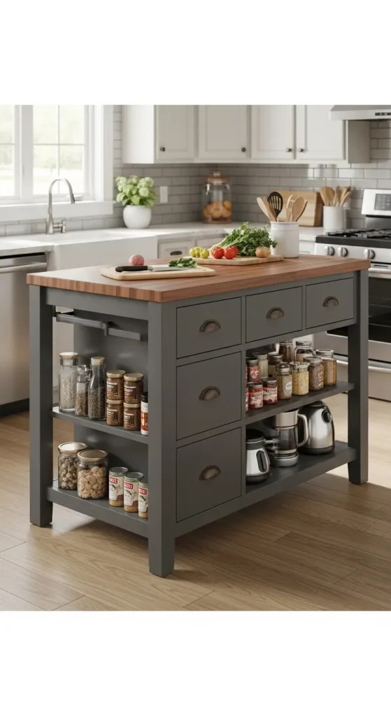 Compact Pantry Island for Additional Counter Space