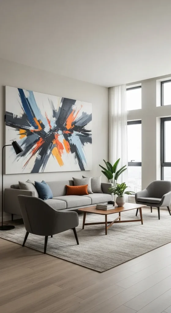 Contemporary Living Room with Statement Art