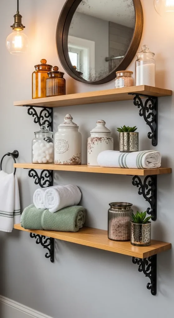 Floating Shelves with Decorative Brackets