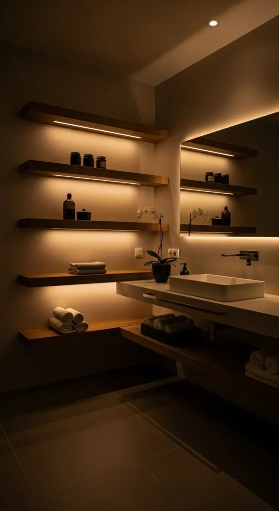 Floating Shelves with LED Lighting