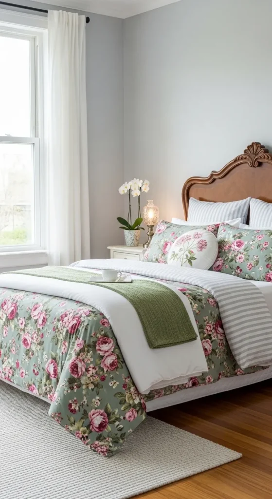 Floral Bedding with Ruffles
