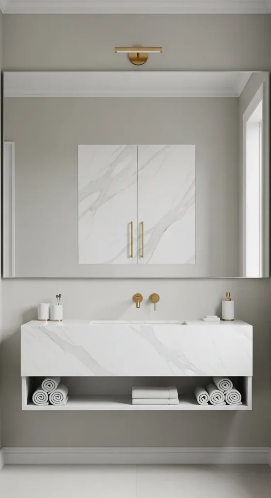 Luxury Marble Finish Wall Cabinet