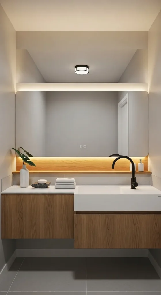 Mirror with Built-In Shelf