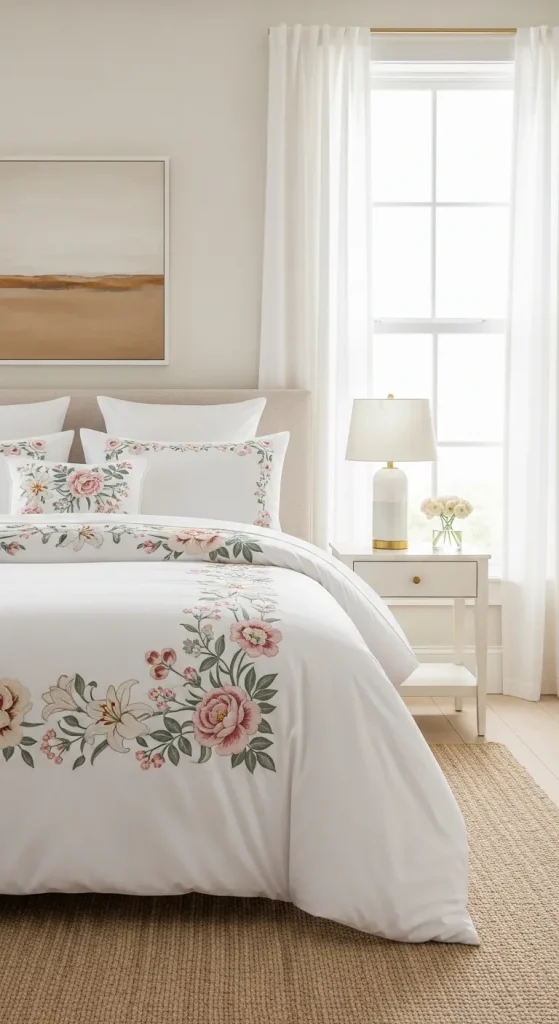 Navy Blue Floral Bedding