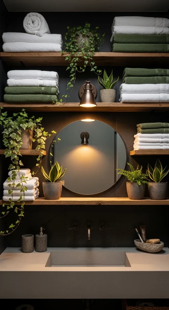Open Shelf Bathroom Styling