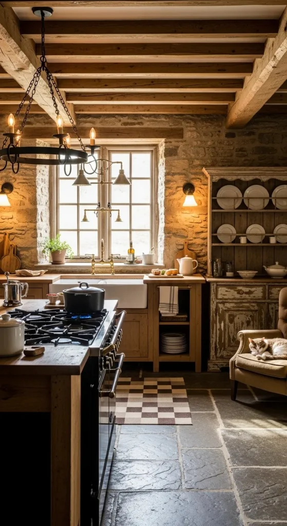Rustic Farmhouse Stone Kitchen