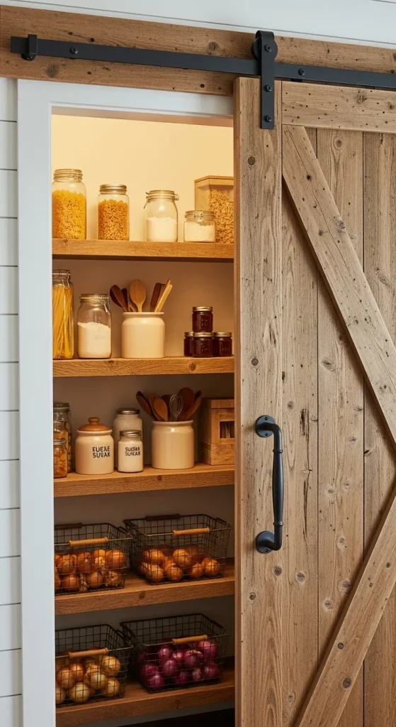 Sliding Barn Doors for a Rustic Pantry