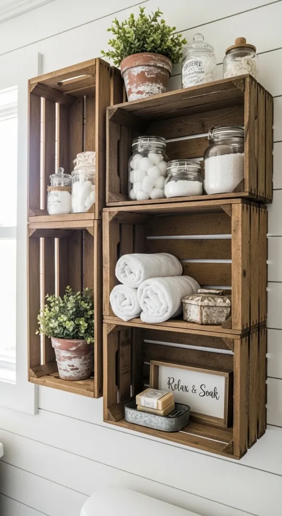 Wooden Crate Wall Shelves