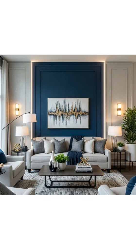 Family Room with Statement Accent Wall