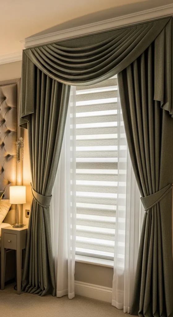 Layered Blinds and Curtains Combination