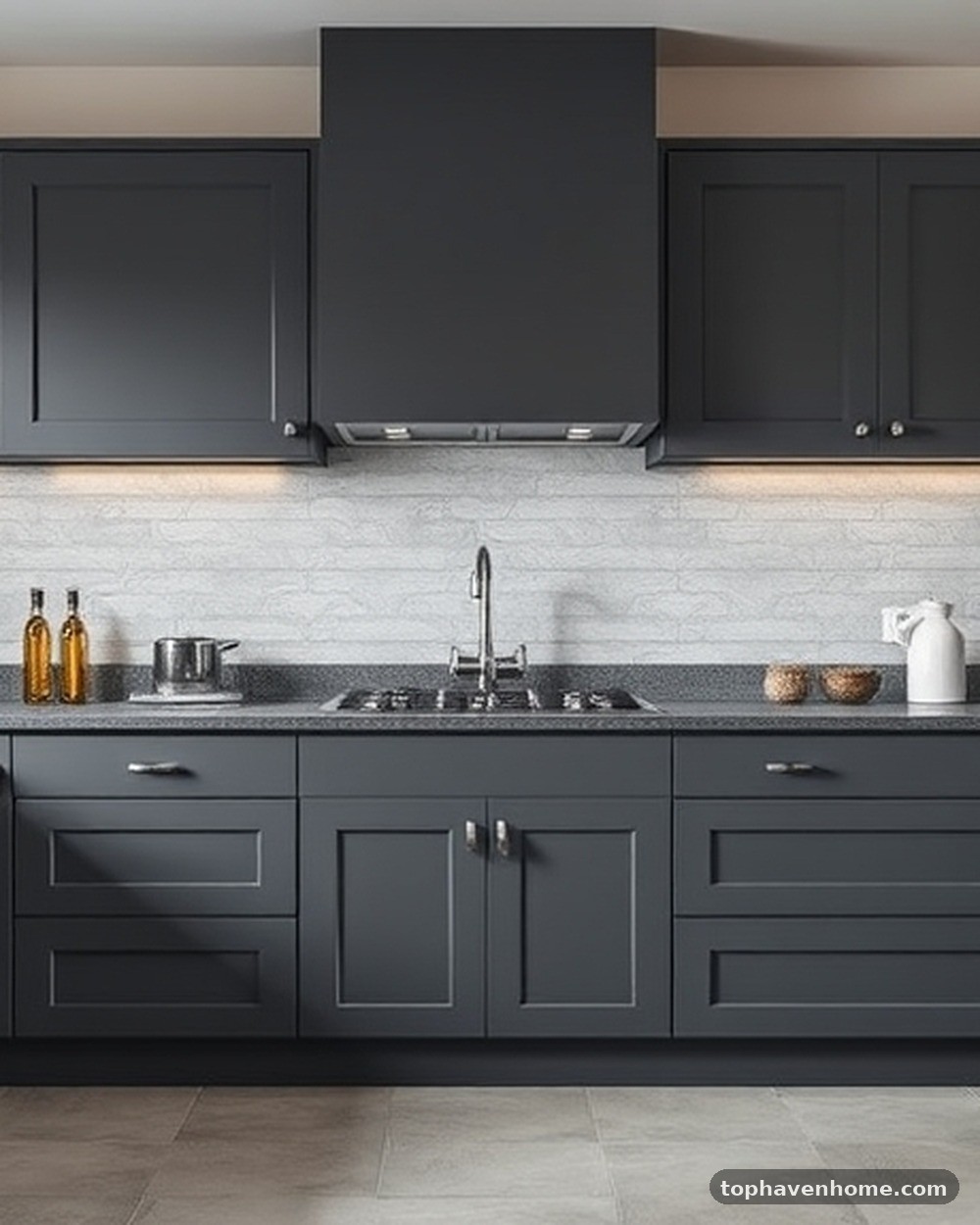 1. Matte Charcoal Shaker Cabinets