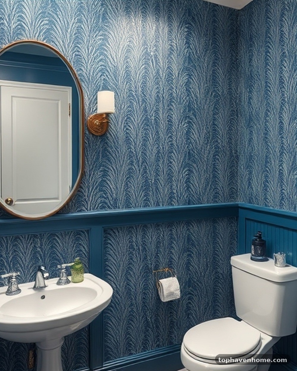 1. Navy Grasscloth Wallpaper