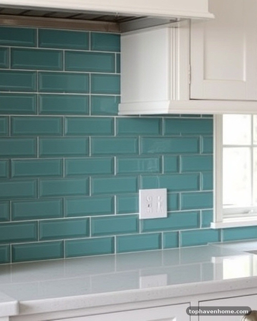 10. Teal Pressed Tin Backsplash