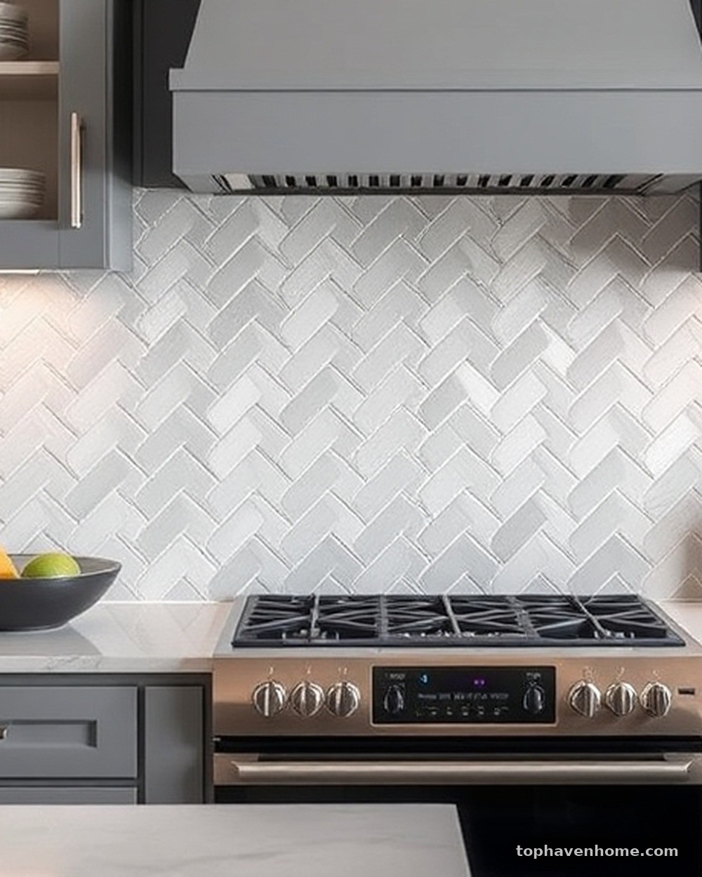 12. Herringbone Gray Backsplash