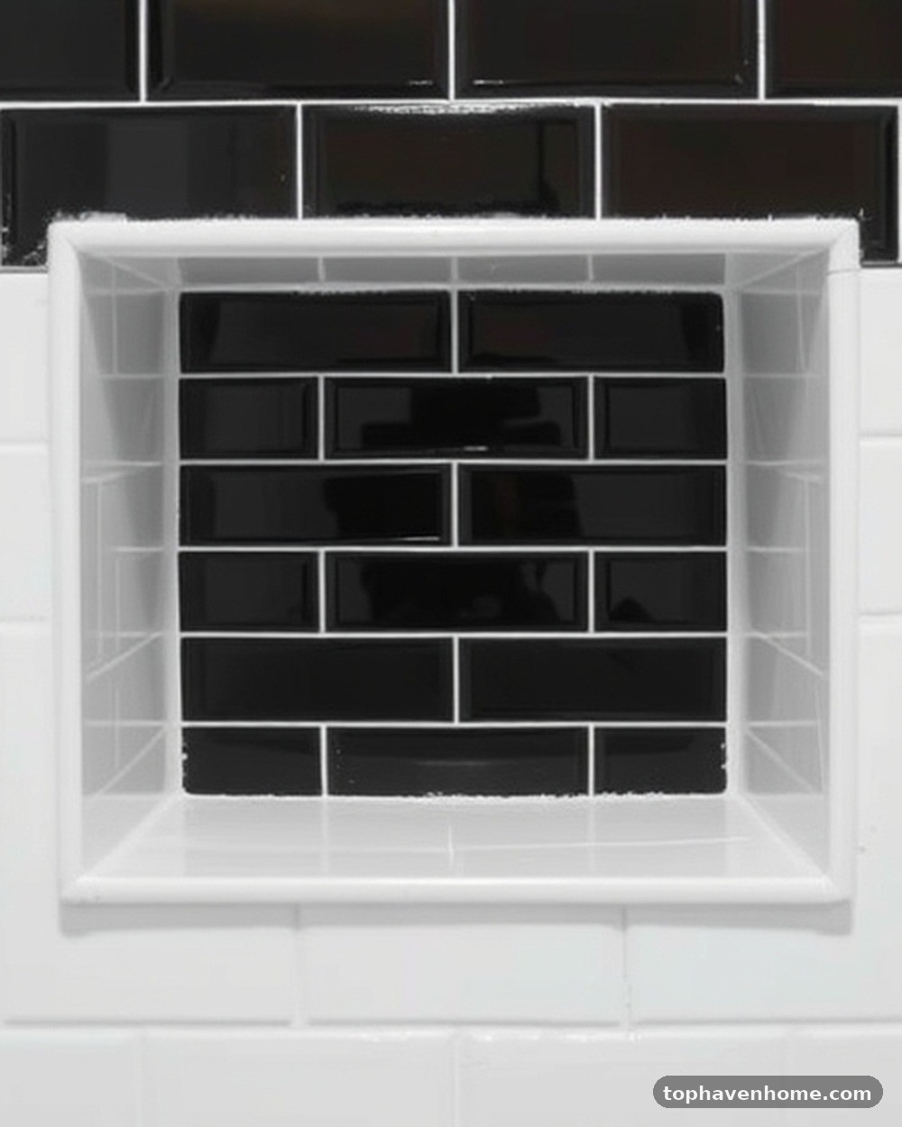 14. Black Subway Shower Niche
