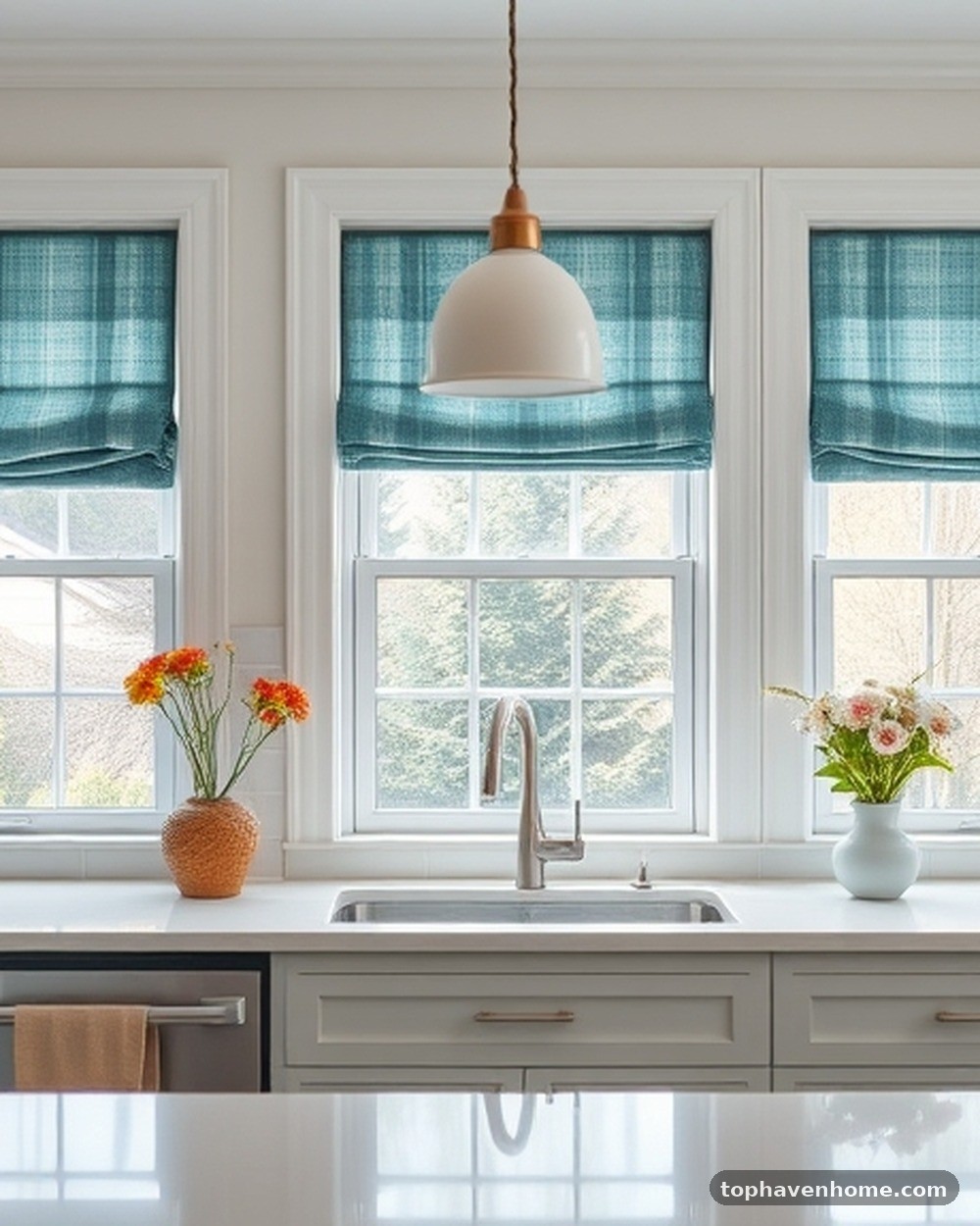 15. Teal Window Treatments
