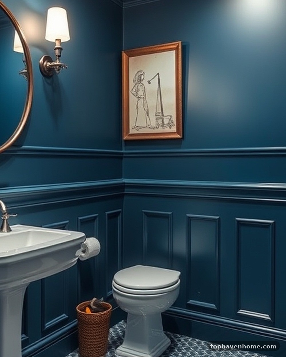 2. Matte Indigo Wainscoting