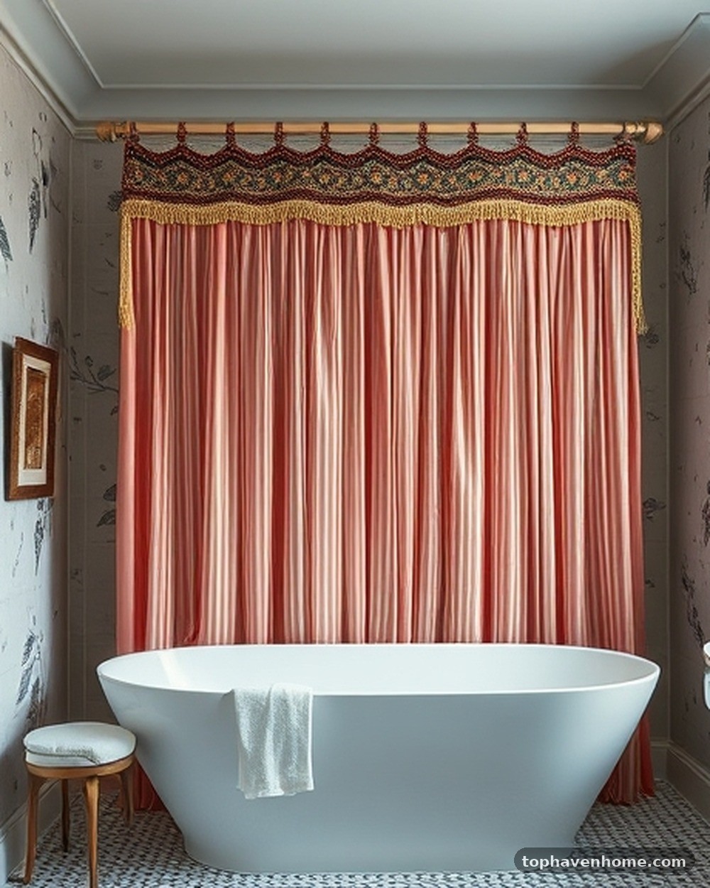 4. Tasseled Shower Curtains