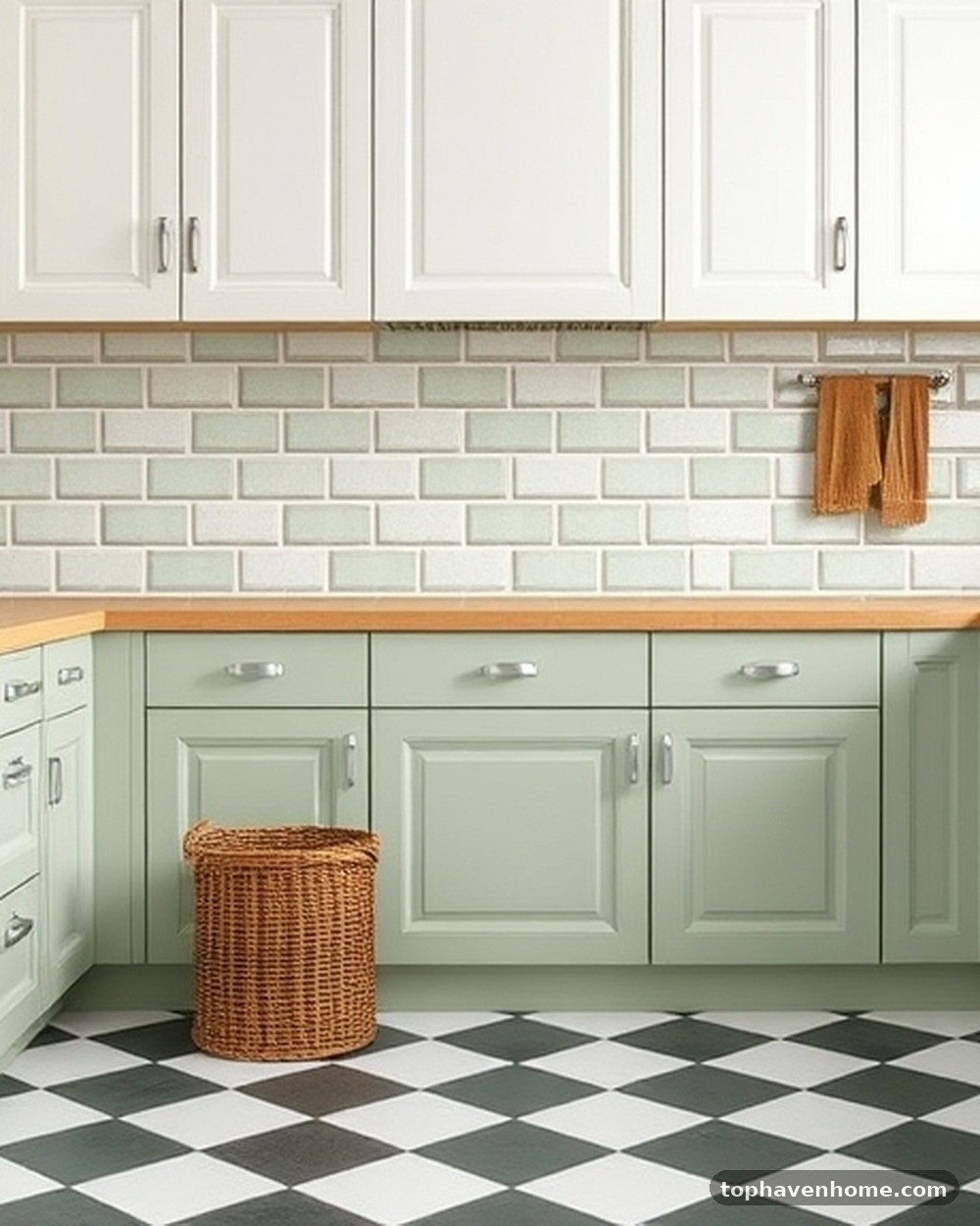 5. Sage Green and White Ceramic
