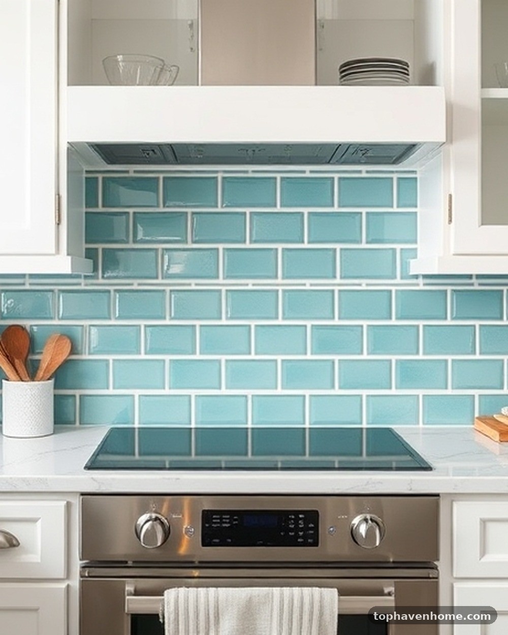 7. White Subway Tile with Teal Grout