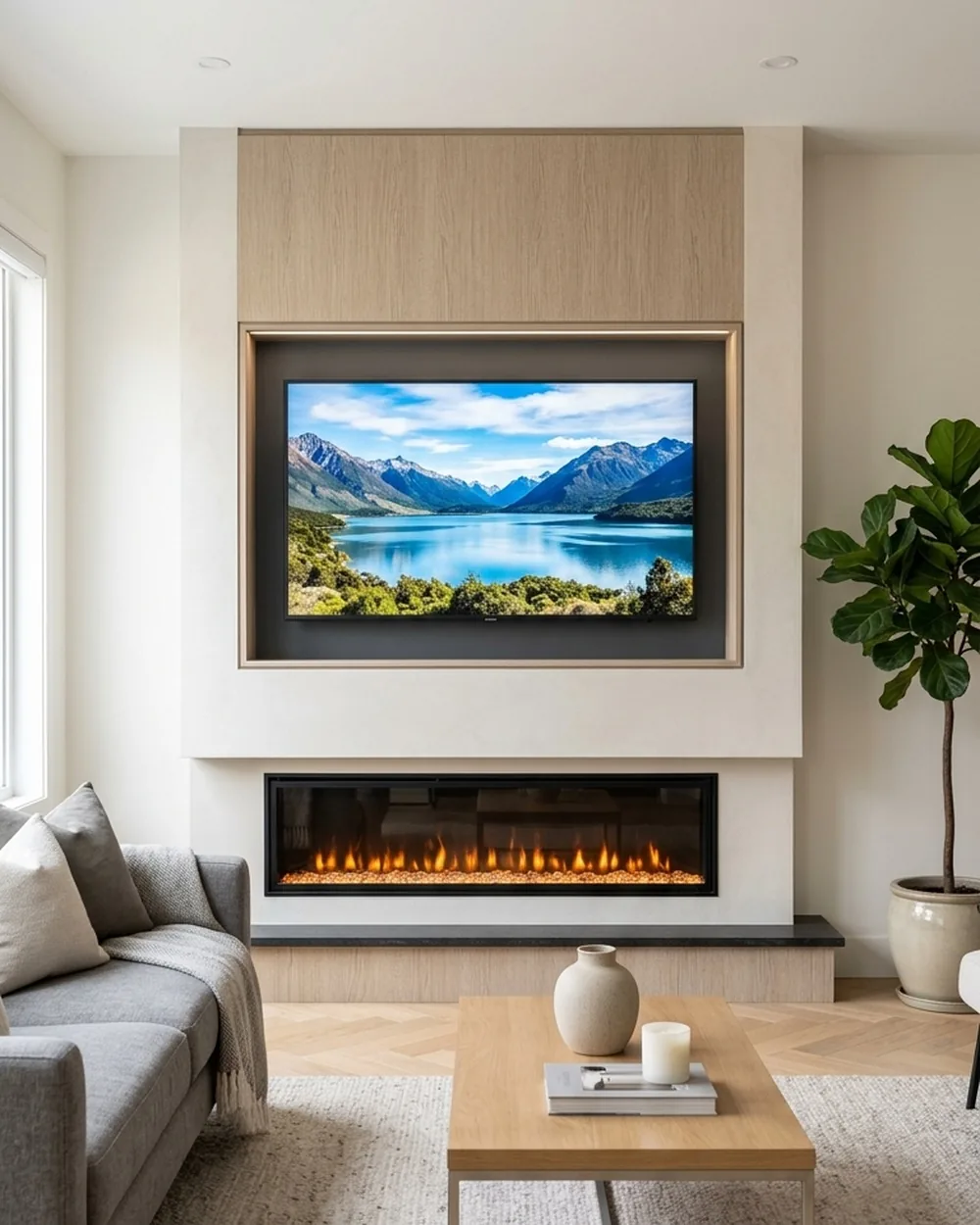 Recessed TV Integration - 22 Electric Firewall Ideas