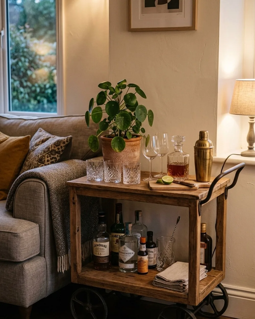 Rolling Bar Cart - 28 Small Apartment Decorating Ideas