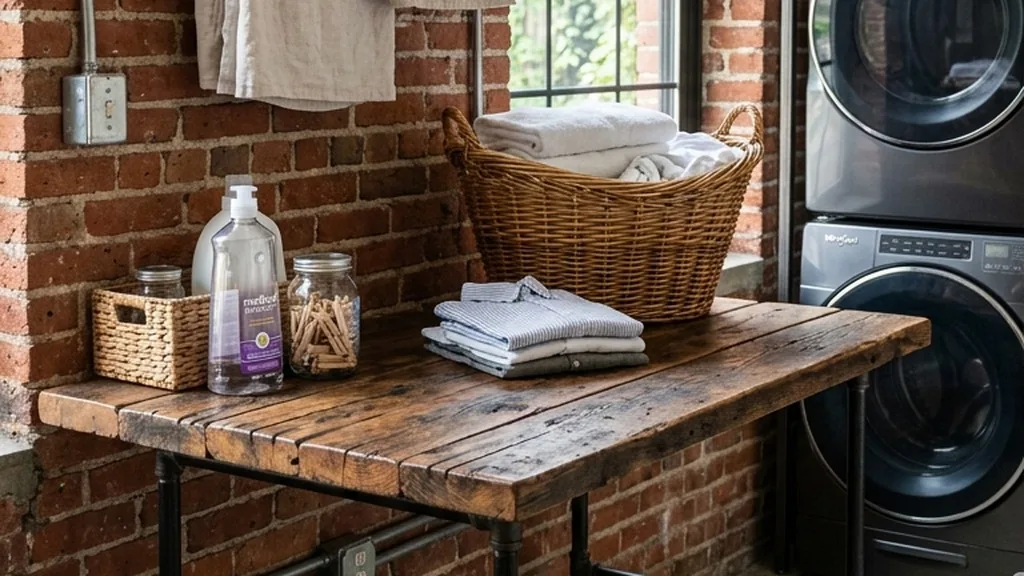 Industrial Pipe and Wood Console - 25 Laundry Folding Tables
