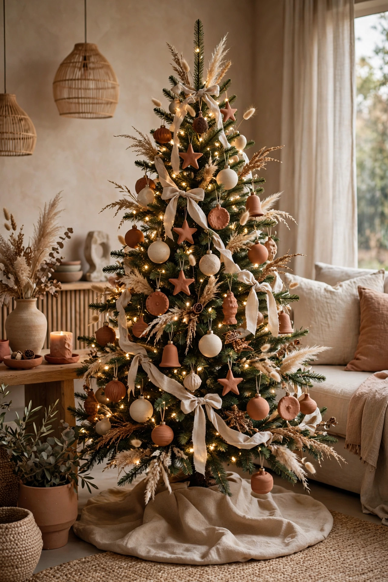 Clay and terracotta muted Christmas tree