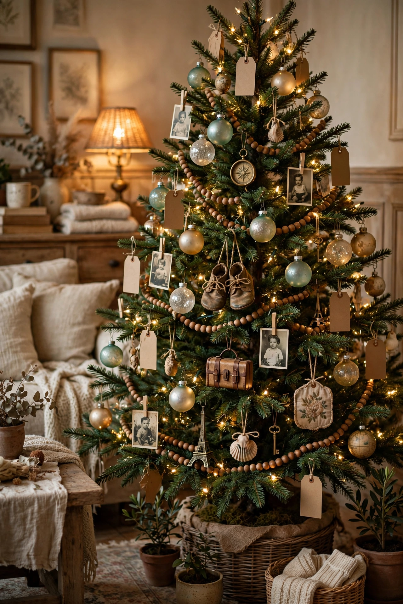 Family memory tree with keepsakes