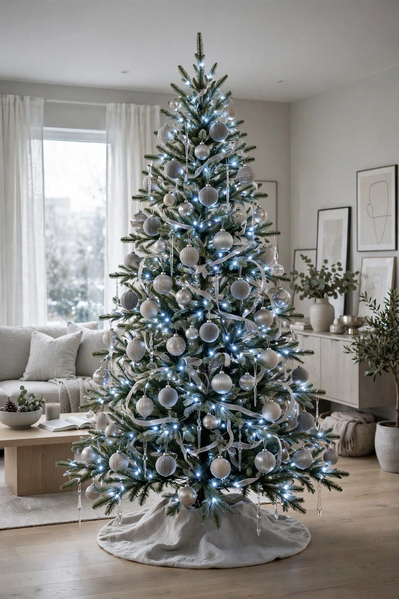 Greige and silver Christmas tree with quiet shine
