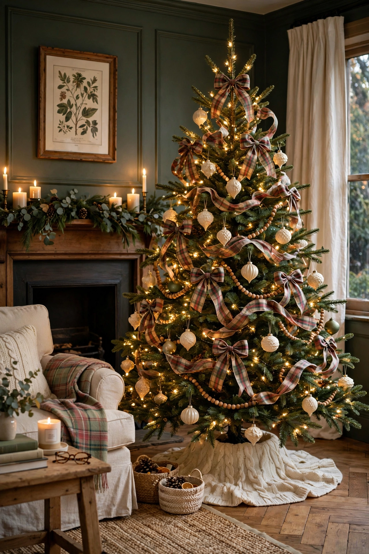 Heritage tartan Christmas tree with refined plaid accents