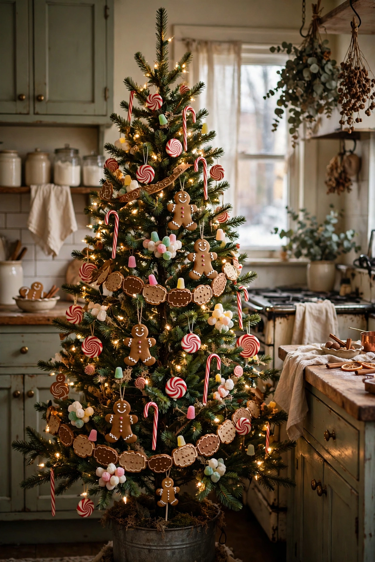 Nostalgic candy and gingerbread vintage Christmas tree