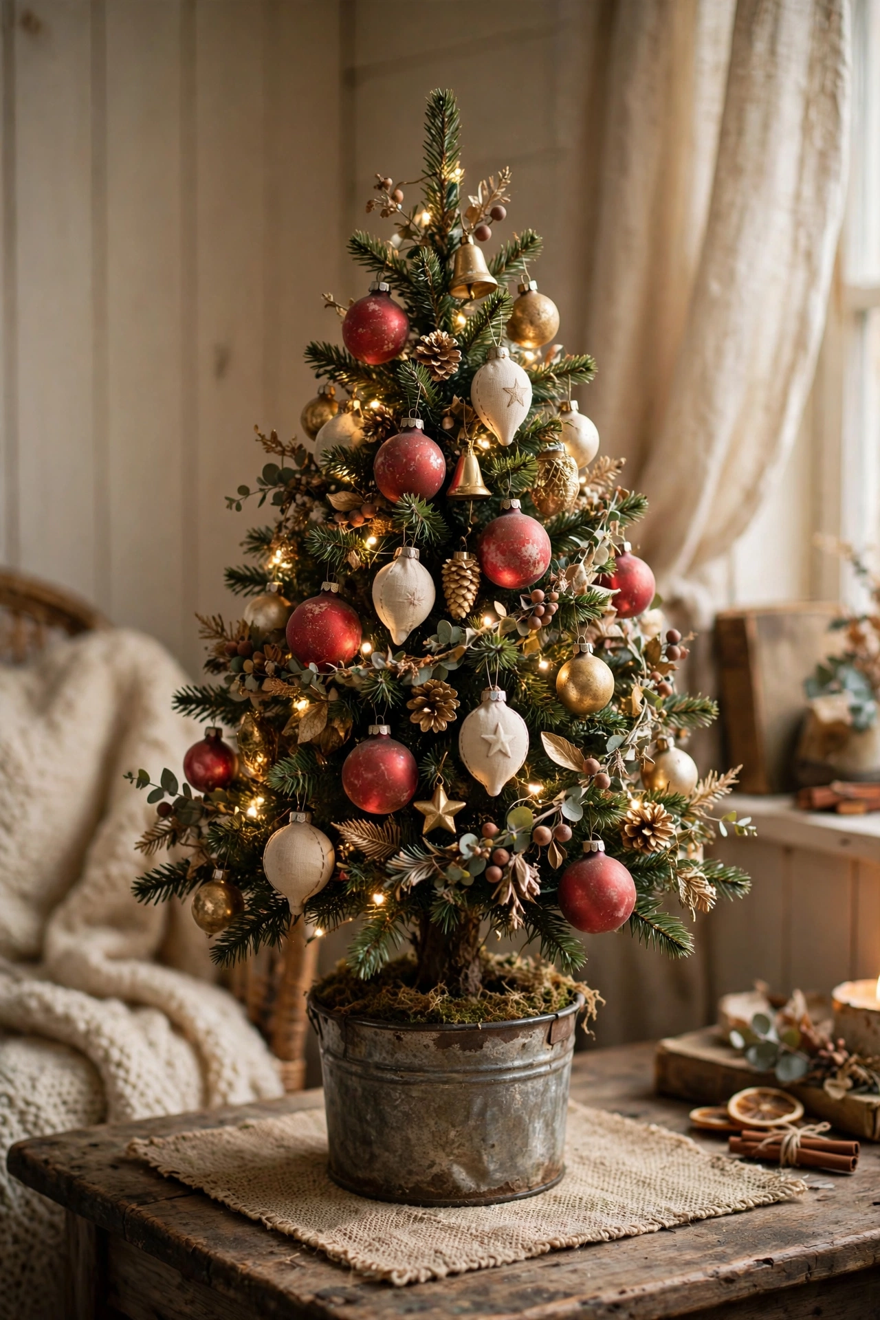 Small vintage tabletop Christmas tree