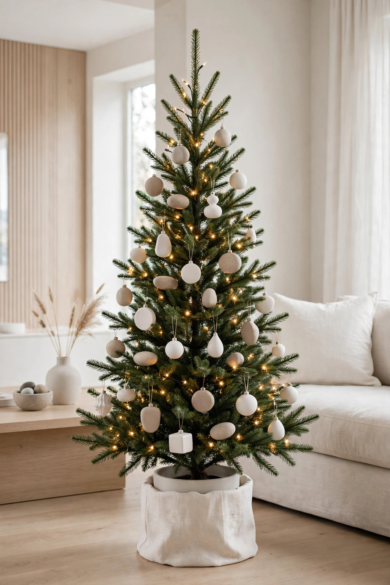 White ceramic and matte stone minimal Christmas tree